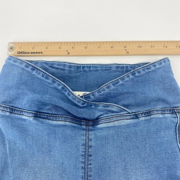 Free People Penny Flare Jeans Womens 27 Blue Crossover Waist Bell Bottom Denim - Picture 4 of 13